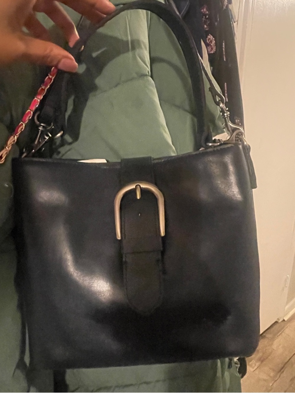 Patricia Nash Navy Leather Buckle Shoulder Bag - Picture 2 of 4